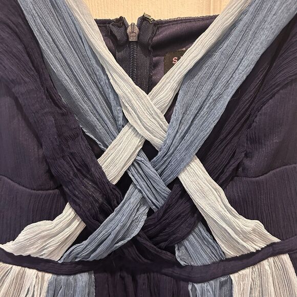 Robbie Bee Size 8 Y2K Fairy Whimsigoth Blue Silk Chiffon Dress Princess Waist - Picture 3 of 8